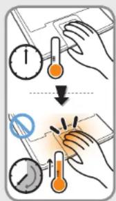 Diagram illustrating temperature measurement steps with labeled components and directional arrows