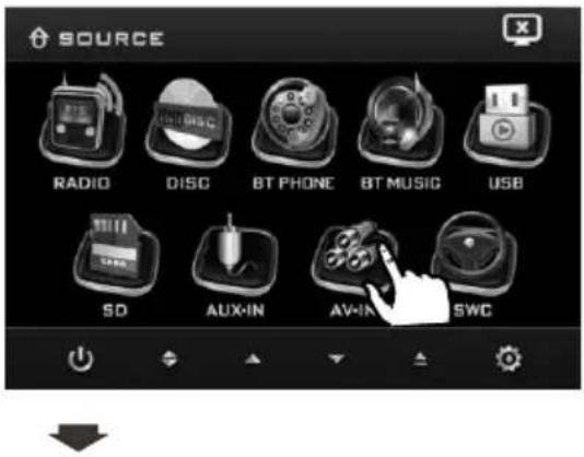 SOURCE RADIO DISC BT PHONE BT MUSIC USB SD AUX-IN AV-IN SWC