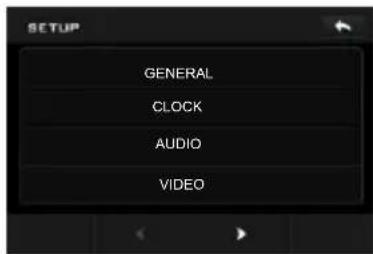 SETUP GENERAL CLOCK AUDIO VIDEO