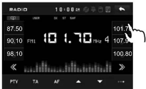 RADIO 10:00 AM USER DX ST SHF 87.50 90.10 FM1 10 1.70 MHz 4 98.10 101.70 107.9 100.80 PTY TA AF