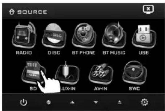 SOURCE RADIO DISC BT PHONE BT MUSIC USB SD LUX-IN AV-IN SWC