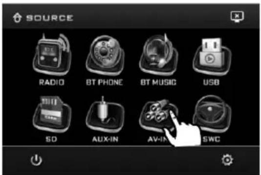 SOURCE RADIO BT PHONE BT MUSIC USB SD AUX-IN AV-IN SWC