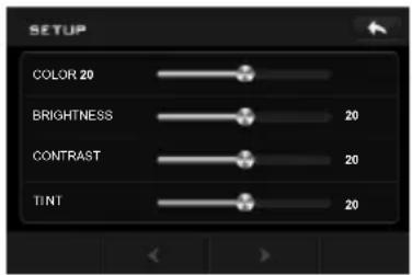 SETUP COLOR 20 BRIGHTNESS 20 CONTRAST 20 TINT 20