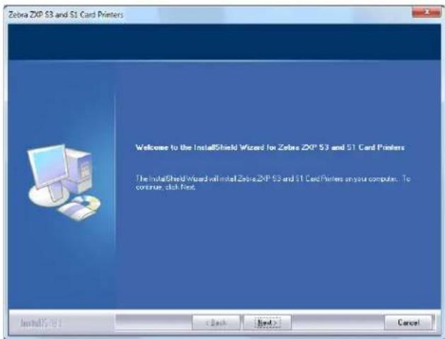 Zebra ZXP S3 and S1 Card Printers Welcome to the InstallShield Wizard for Zebra ZXP S3 and S1 Card Printers The InstallShield Wizard will install Zebra ZXP S3 and S1 Card Printers on your computer. To continue, click Next. InstallShield 1 < Back Next > Cancel