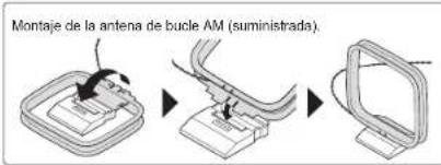 Montaje de la antena de bucle AM (suministrada).