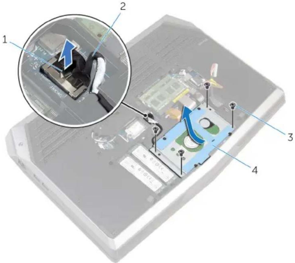 Laptop interior diagram with numbered parts and a magnified view of the device's internal structure, highlighting a blue lightning bolt.