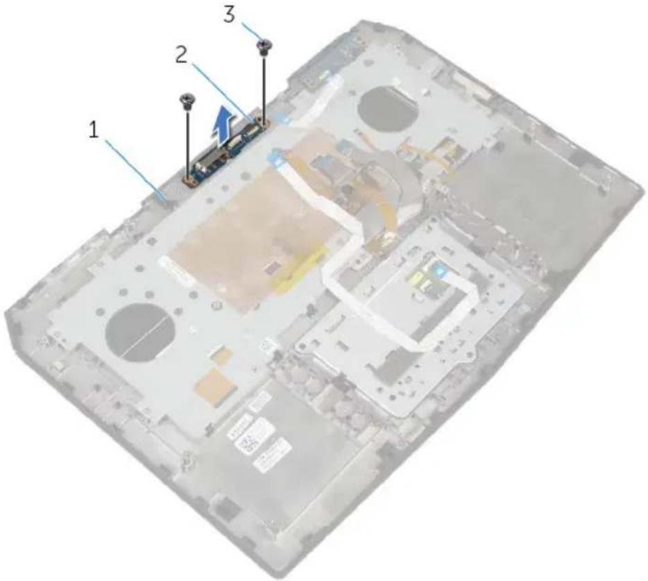 Labeled diagram of a laptop chassis showing internal components and parts with numbered annotations