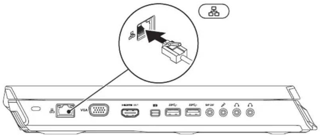 Diagram of a computer rear panel with labeled ports and an inset showing a printer's internal structure.