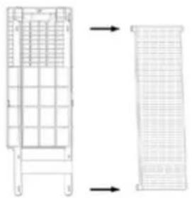 Two technical line drawings of a mechanical component, one with grid pattern and arrow indicators, the other with grid pattern and arrow indicators (no text or symbols).