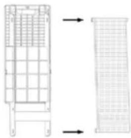 Two technical line drawings of a mechanical component with grid patterns, shown from different angles (no text or symbols)