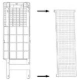 Technical line drawing of a mechanical component with grid patterns, shown from two different angles (no text or symbols).