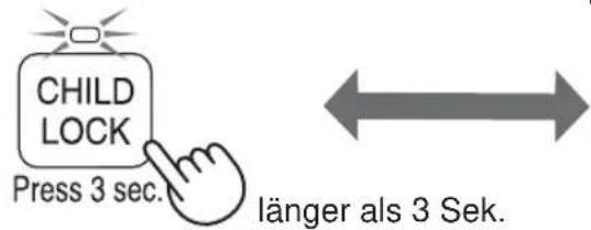 CHILD LOCK Press 3 sec. länger als 3 Sek.