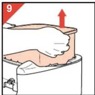 Illustration of a hand pressing down on a mechanical component with an upward arrow (no text or symbols)