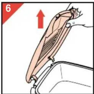 Illustration of a hand gripping a mechanical component, with an arrow indicating upward motion, with no text or symbols present.