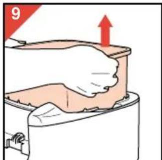 Illustration of a hand pressing down on a mechanical component with an upward arrow (no text or symbols).