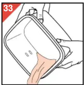 Illustration of hands holding a rectangular container with a pink liquid inside, no text or symbols present