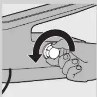Illustration of hands holding a knob with a curved arrow indicating rotation (no text or symbols)