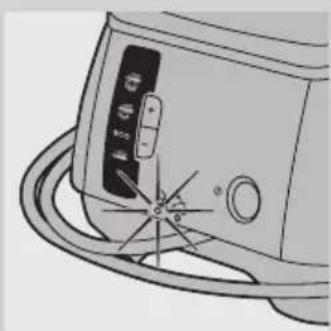 Line drawing of a kitchen appliance with a circular base and control panel (no text or symbols)