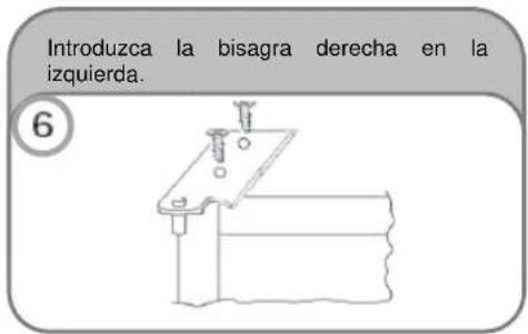 Introduzca la bisagra derecha en la izquierda. 6