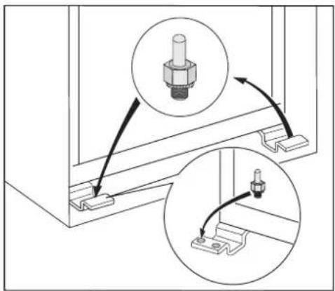 Technical diagram showing mechanical assembly with labeled components and directional arrows indicating motion or assembly.