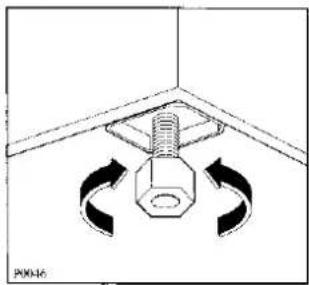 Schéma technique d'un assemblage boulon et écrou avec des flèches circulaires indiquant la rotation (sans texte ni symboles).