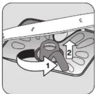 Diagram illustrating a mechanical or biological process with labeled parts and directional arrows indicating movement or flow.