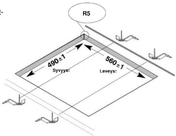R5 490±1 Syvyys: 560±1 Leveys: