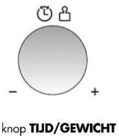 - + knop TIJD/GEWICHT