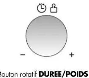 - + Bouton rotatif DUREE/POIDS