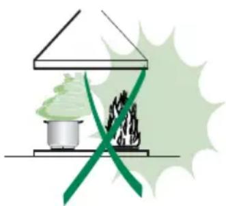 Illustration of a greenhouse with a stove and fire, featuring a green smokestack and a green flame symbol (no text or labels)