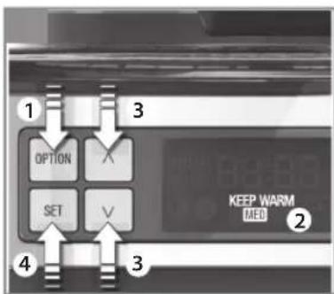 1 OPTION X SET V 3 KEEP WARM MED 2 4 3