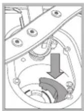Technical diagram showing labeled components of a flexible hose assembly with a control panel and measurement scale