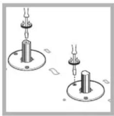 Two mechanical mounting base configurations with cylindrical components and connecting rods (no text or symbols)