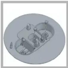 Isometric diagram of a mechanical or electrical component with no visible text, numbers, or symbols