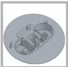 3D technical diagram of a mechanical assembly with no visible text or symbols