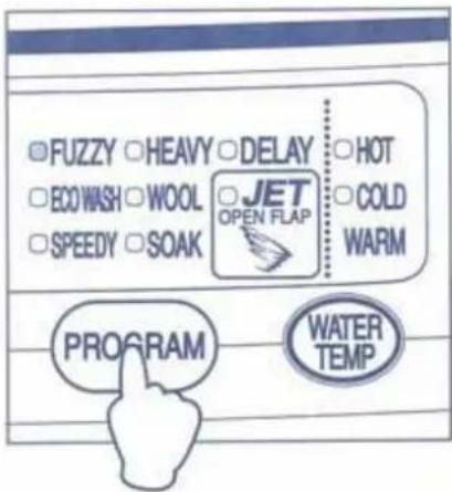 FUZZY HEAVY DELAY HOT ECO WASH WOOL JET COLD SPEEDY SOAK OPEN FLAP WARM PROGRAM WATER TEMP