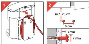 1 2 min. 25 cm 6 cm 3 mm 7 mm