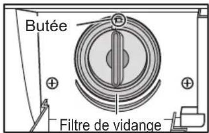 Butée, +, Filtre de vidange