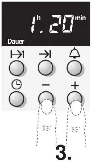 1.20 min Dauer → → ▲ ← - + 3.