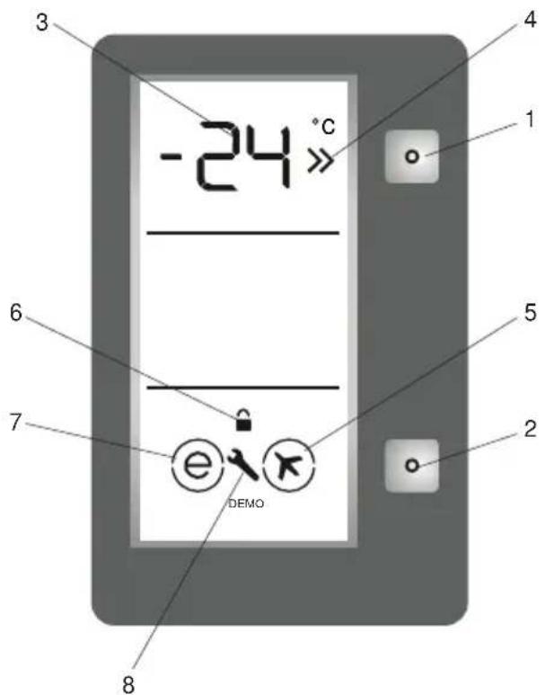 -24 °C e DEMO 1 2 3 4 5 6 7 8