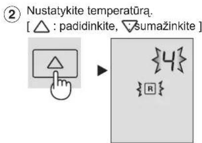 ② Nustatykite temperatūrą. [ △ : padidinkite, ▽ sumažinkite ]