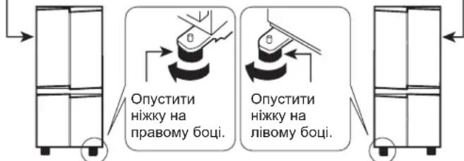 Опустити ніжку на правому боці. Опустити ніжку на лівому боці.