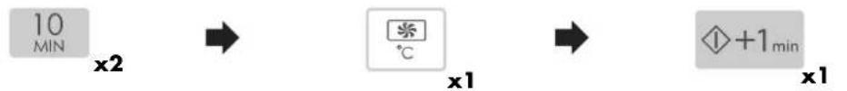 graph LR A["10 MIN"] --> B["x2"] B --> C["℃"] C --> D["x1"] D --> E["+1min"]