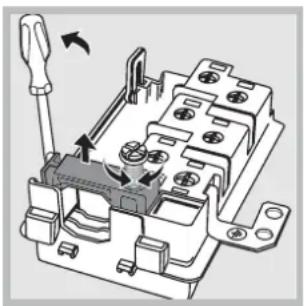 Mechanical component diagram showing a switch and motor assembly with no visible text or symbols