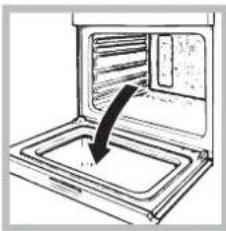 Diagram of a microwave oven with a black arrow indicating the interiormost layer (no text or symbols present)