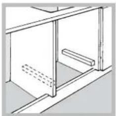 Technical line drawing of a cabinet or enclosure structure with no visible text or symbols
