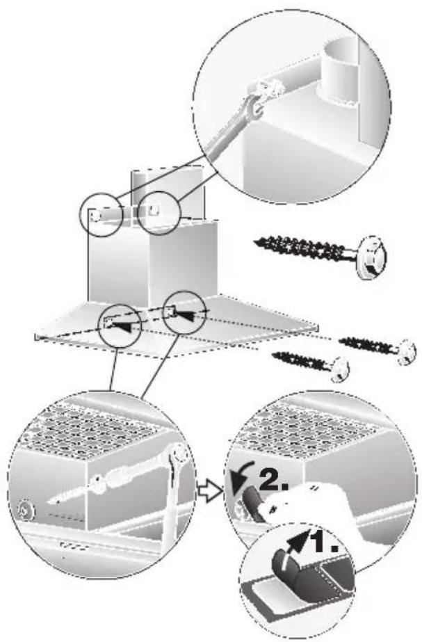 Technical diagram illustrating assembly steps of a mechanical assembly with labeled components and process flow arrows.