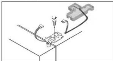 Diagram of a mechanical assembly with wires and components, no visible text or symbols