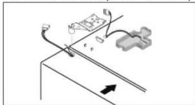 Diagram showing a mechanical setup with labeled components and directional arrows, likely illustrating a motion or assembly process.
