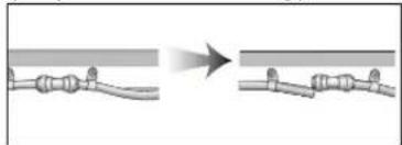 Diagram showing a pipe connection with a magnified view of the process (no text or symbols)